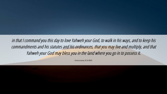 Picture 06 - Deuteronomy 30:16 WEB Desktop Wallpaper - in that I command you this day to love Yahweh - Desktop Bible Verse Wallpaper