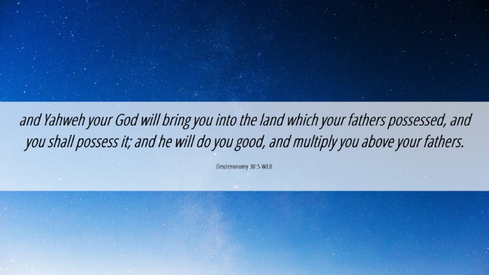 Picture 06 - Deuteronomy 30:5 WEB Desktop Wallpaper - and Yahweh your God will bring you into the land - Desktop Bible Verse Wallpaper