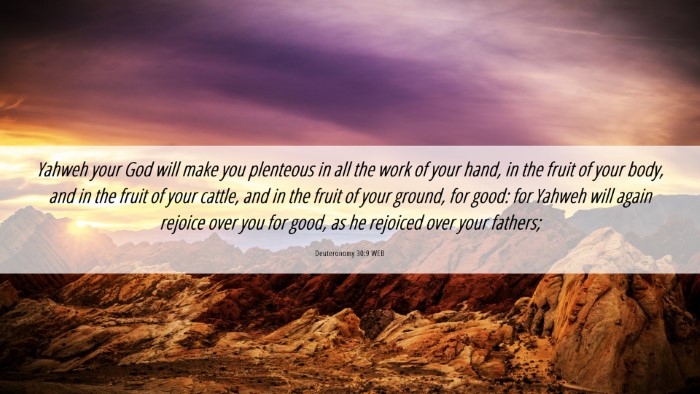 Picture 06 - Deuteronomy 30:9 WEB Desktop Wallpaper - Yahweh your God will make you plenteous in all - Desktop Bible Verse Wallpaper