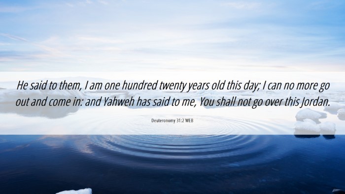 Picture 06 - Deuteronomy 31:2 WEB Desktop Wallpaper - He said to them, I am one hundred twenty years - Desktop Bible Verse Wallpaper