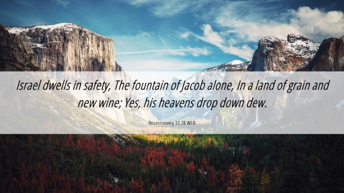 Picture 06 - Deuteronomy 33:28 WEB Desktop Wallpaper - Israel dwells in safety, The fountain of Jacob - Desktop Bible Verse Wallpaper