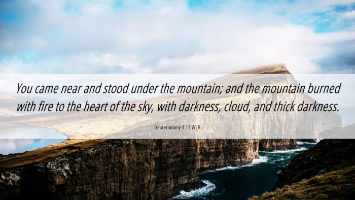 Picture 06 - Deuteronomy 4:11 WEB Desktop Wallpaper - You came near and stood under the mountain; and - Desktop Bible Verse Wallpaper