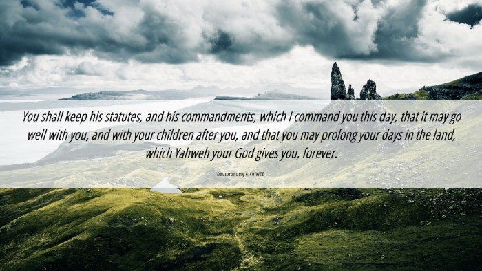 Picture 06 - Deuteronomy 4:40 WEB Desktop Wallpaper - You shall keep his statutes, and his - Desktop Bible Verse Wallpaper