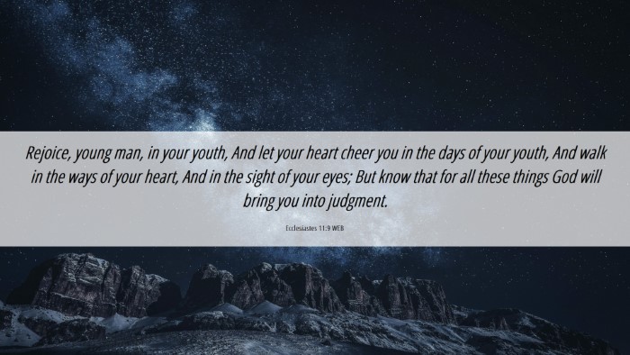 Picture 06 - Ecclesiastes 11:9 WEB Desktop Wallpaper - Rejoice, young man, in your youth, And let your - Desktop Bible Verse Wallpaper