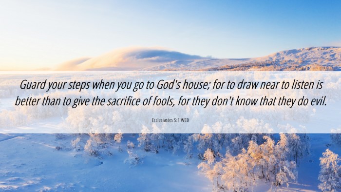 Picture 06 - Ecclesiastes 5:1 WEB Desktop Wallpaper - Guard your steps when you go to God's house; for - Desktop Bible Verse Wallpaper
