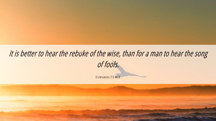 Picture 06 - Ecclesiastes 7:5 WEB Desktop Wallpaper - It is better to hear the rebuke of the wise, than - Desktop Bible Verse Wallpaper