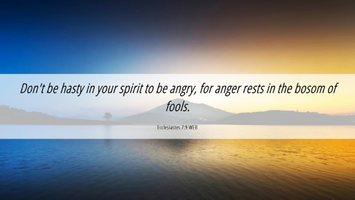 Picture 06 - Ecclesiastes 7:9 WEB Desktop Wallpaper - Don't be hasty in your spirit to be angry, for - Desktop Bible Verse Wallpaper