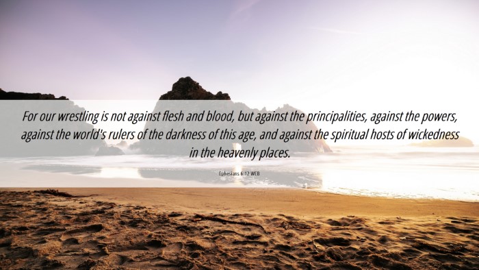 Picture 06 - Ephesians 6:12 WEB Desktop Wallpaper - For our wrestling is not against flesh and blood, - Desktop Bible Verse Wallpaper