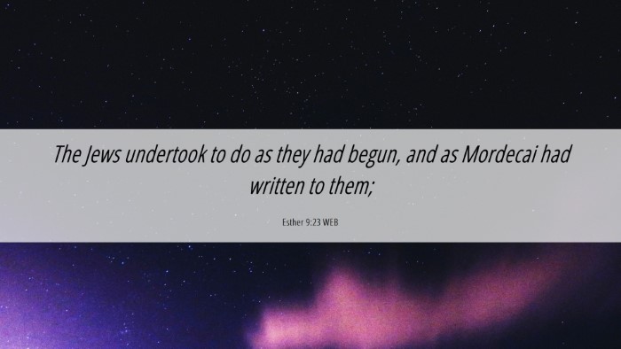 Picture 06 - Esther 9:23 WEB Desktop Wallpaper - The Jews undertook to do as they had begun, and - Desktop Bible Verse Wallpaper