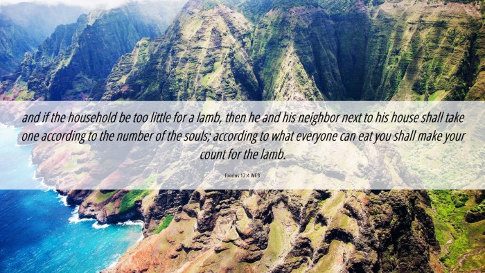 Picture 06 - Exodus 12:4 WEB Desktop Wallpaper - and if the household be too little for a lamb, - Desktop Bible Verse Wallpaper