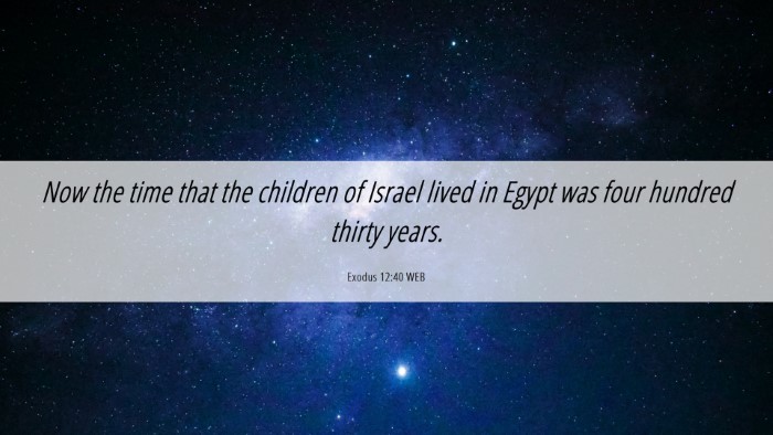 Picture 06 - Exodus 12:40 WEB Desktop Wallpaper - Now the time that the children of Israel lived in - Desktop Bible Verse Wallpaper
