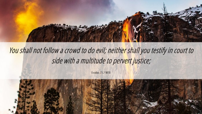 Picture 06 - Exodus 23:2 WEB Desktop Wallpaper - You shall not follow a crowd to do evil; neither - Desktop Bible Verse Wallpaper