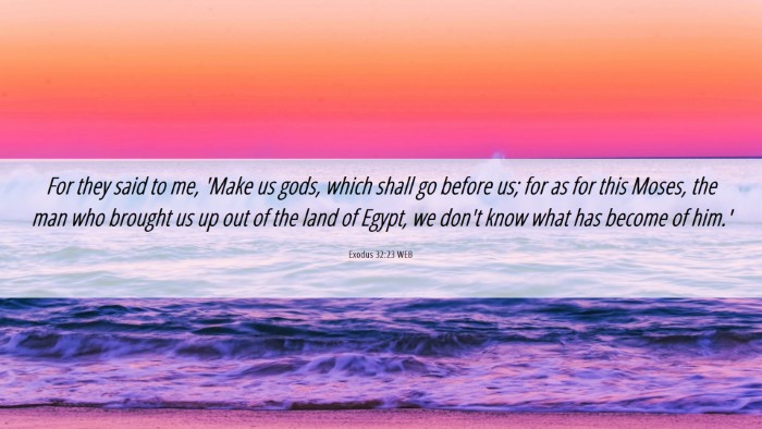 Picture 06 - Exodus 32:23 WEB Desktop Wallpaper - For they said to me, 'Make us gods, which shall - Desktop Bible Verse Wallpaper