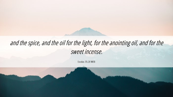 Picture 06 - Exodus 35:28 WEB Desktop Wallpaper - and the spice, and the oil for the light, for the - Desktop Bible Verse Wallpaper