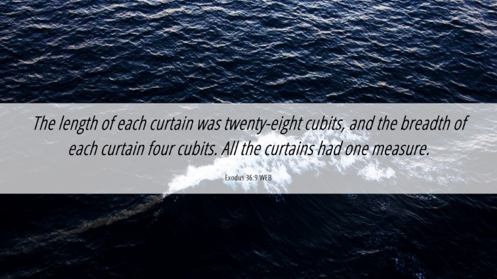 Picture 06 - Exodus 36:9 WEB Desktop Wallpaper - The length of each curtain was twenty-eight - Desktop Bible Verse Wallpaper