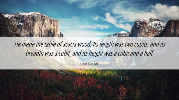 Picture 06 - Exodus 37:10 WEB Desktop Wallpaper - He made the table of acacia wood. Its length was - Desktop Bible Verse Wallpaper