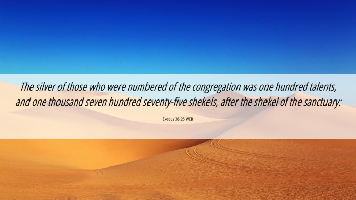 Picture 06 - Exodus 38:25 WEB Desktop Wallpaper - The silver of those who were numbered of the - Desktop Bible Verse Wallpaper