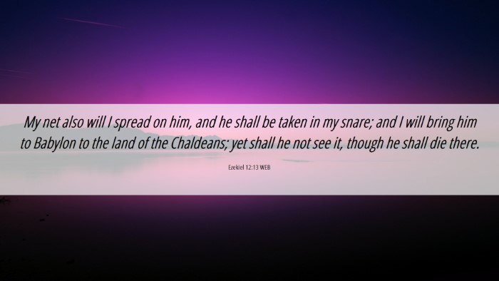 Picture 06 - Ezekiel 12:13 WEB Desktop Wallpaper - My net also will I spread on him, and he shall be - Desktop Bible Verse Wallpaper