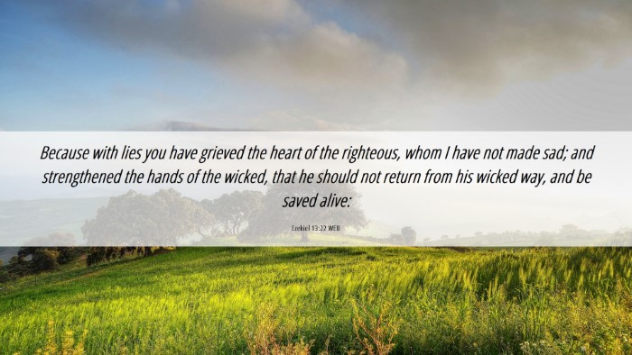 Picture 06 - Ezekiel 13:22 WEB Desktop Wallpaper - Because with lies you have grieved the heart of - Desktop Bible Verse Wallpaper
