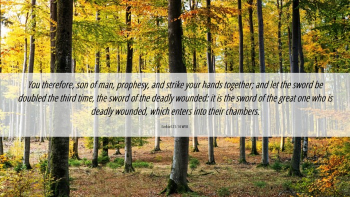 Picture 06 - Ezekiel 21:14 WEB Desktop Wallpaper - You therefore, son of man, prophesy, and strike - Desktop Bible Verse Wallpaper