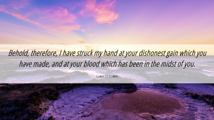 Picture 06 - Ezekiel 22:13 WEB Desktop Wallpaper - Behold, therefore, I have struck my hand at your - Desktop Bible Verse Wallpaper