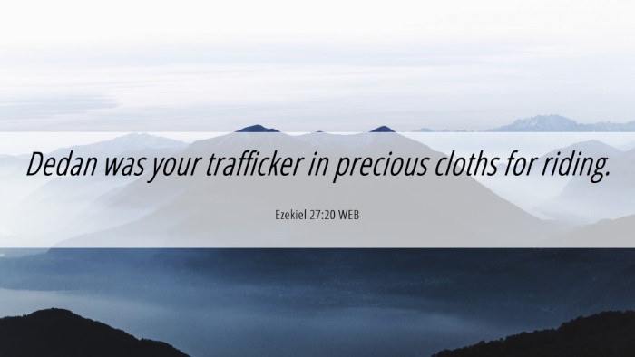 Picture 06 - Ezekiel 27:20 WEB Desktop Wallpaper - Dedan was your trafficker in precious cloths for - Desktop Bible Verse Wallpaper
