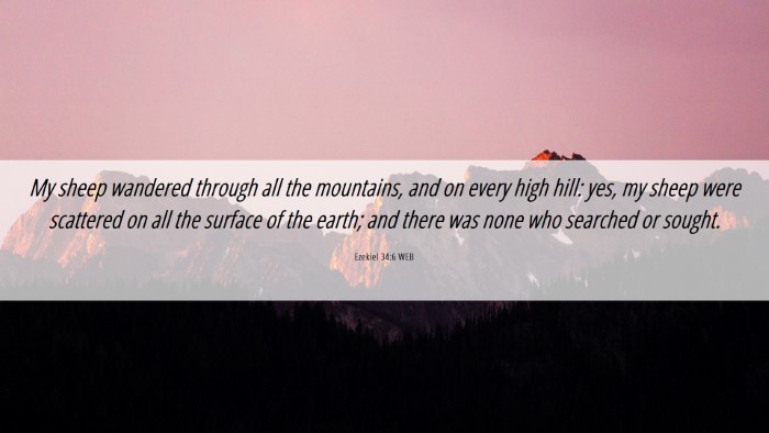 Picture 06 - Ezekiel 34:6 WEB Desktop Wallpaper - My sheep wandered through all the mountains, and - Desktop Bible Verse Wallpaper