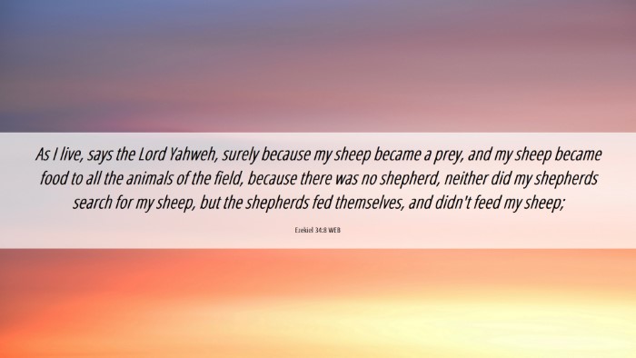 Picture 06 - Ezekiel 34:8 WEB Desktop Wallpaper - As I live, says the Lord Yahweh, surely because - Desktop Bible Verse Wallpaper