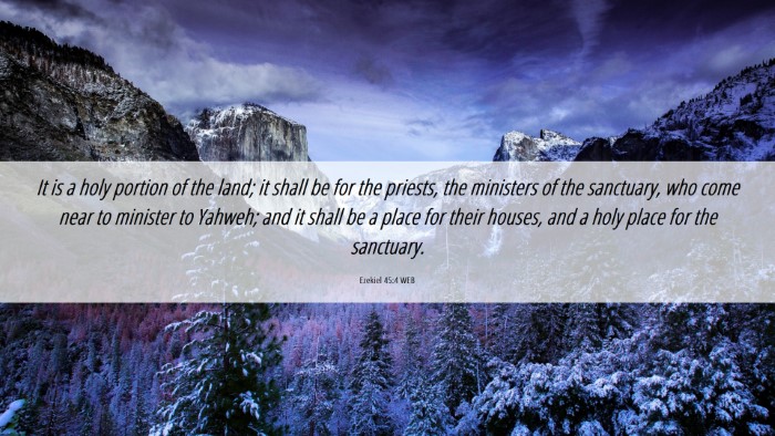 Picture 06 - Ezekiel 45:4 WEB Desktop Wallpaper - It is a holy portion of the land; it shall be for - Desktop Bible Verse Wallpaper