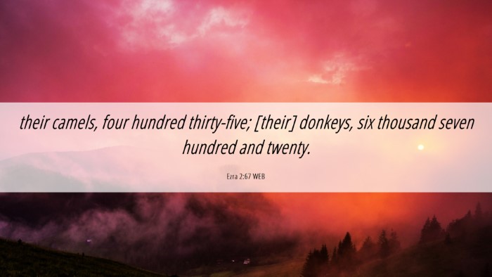 Picture 06 - Ezra 2:67 WEB Desktop Wallpaper - their camels, four hundred thirty-five; [their] - Desktop Bible Verse Wallpaper