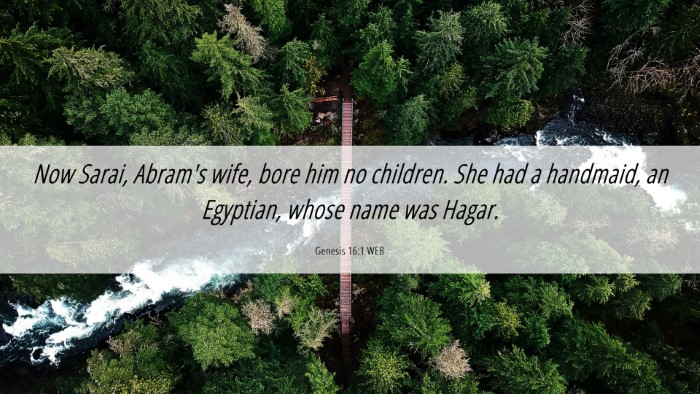 Picture 06 - Genesis 16:1 WEB Desktop Wallpaper - Now Sarai, Abram's wife, bore him no children. - Desktop Bible Verse Wallpaper