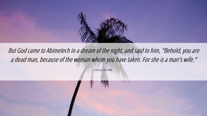Picture 06 - Genesis 20:3 WEB Desktop Wallpaper - But God came to Abimelech in a dream of the - Desktop Bible Verse Wallpaper
