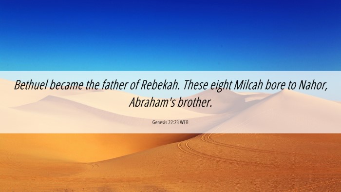 Picture 06 - Genesis 22:23 WEB Desktop Wallpaper - Bethuel became the father of Rebekah. These eight - Desktop Bible Verse Wallpaper