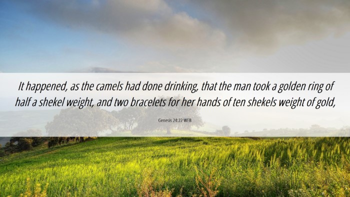Picture 06 - Genesis 24:22 WEB Desktop Wallpaper - It happened, as the camels had done drinking, - Desktop Bible Verse Wallpaper