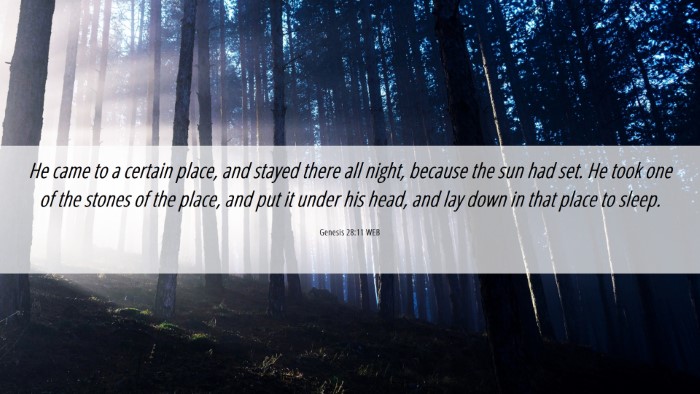 Picture 06 - Genesis 28:11 WEB Desktop Wallpaper - He came to a certain place, and stayed there all - Desktop Bible Verse Wallpaper