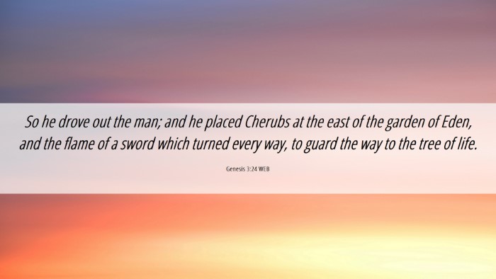 Picture 06 - Genesis 3:24 WEB Desktop Wallpaper - So he drove out the man; and he placed Cherubs at - Desktop Bible Verse Wallpaper