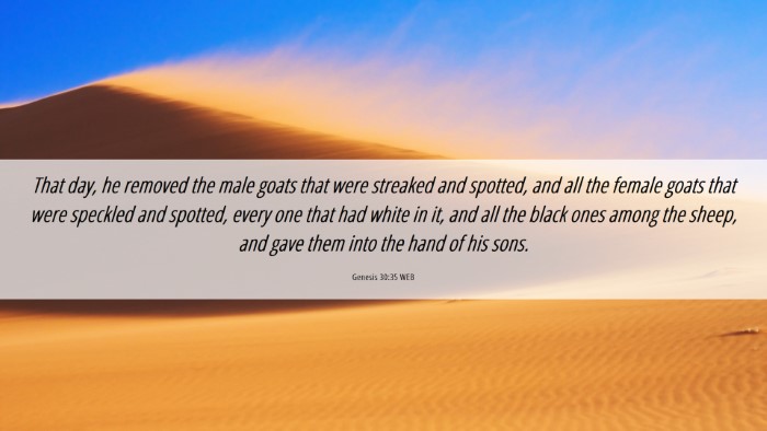 Picture 06 - Genesis 30:35 WEB Desktop Wallpaper - That day, he removed the male goats that were - Desktop Bible Verse Wallpaper
