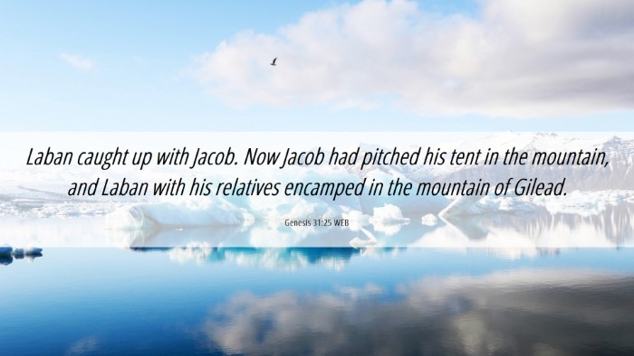 Picture 06 - Genesis 31:25 WEB Desktop Wallpaper - Laban caught up with Jacob. Now Jacob had pitched - Desktop Bible Verse Wallpaper