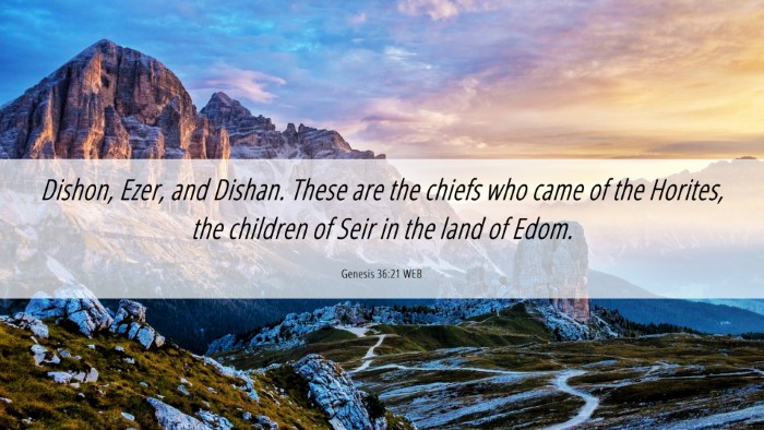 Picture 06 - Genesis 36:21 WEB Desktop Wallpaper - Dishon, Ezer, and Dishan. These are the chiefs - Desktop Bible Verse Wallpaper