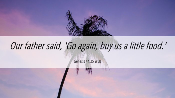 Picture 06 - Genesis 44:25 WEB Desktop Wallpaper - Our father said, 'Go again, buy us a little - Desktop Bible Verse Wallpaper