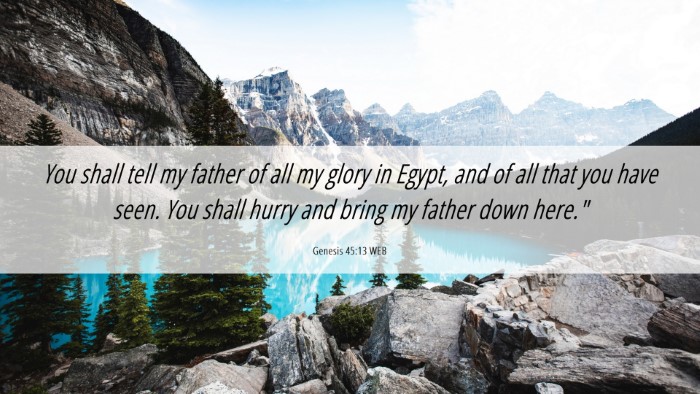 Picture 06 - Genesis 45:13 WEB Desktop Wallpaper - You shall tell my father of all my glory in - Desktop Bible Verse Wallpaper