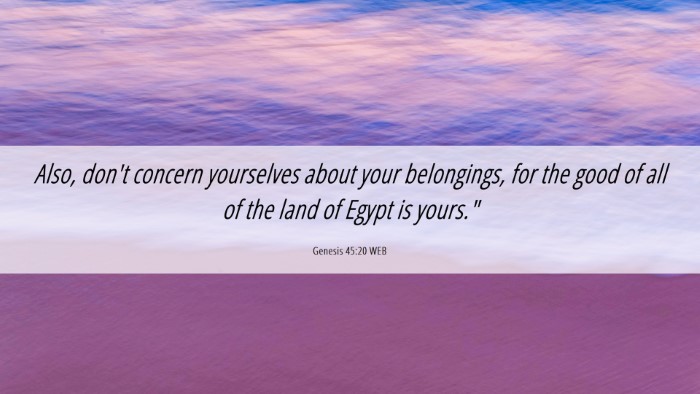 Picture 06 - Genesis 45:20 WEB Desktop Wallpaper - Also, don't concern yourselves about your - Desktop Bible Verse Wallpaper