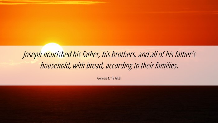 Picture 06 - Genesis 47:12 WEB Desktop Wallpaper - Joseph nourished his father, his brothers, and - Desktop Bible Verse Wallpaper