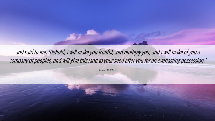 Picture 06 - Genesis 48:4 WEB Desktop Wallpaper - and said to me, 'Behold, I will make you - Desktop Bible Verse Wallpaper