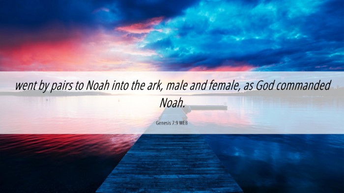 Picture 06 - Genesis 7:9 WEB Desktop Wallpaper - went by pairs to Noah into the ark, male and - Desktop Bible Verse Wallpaper
