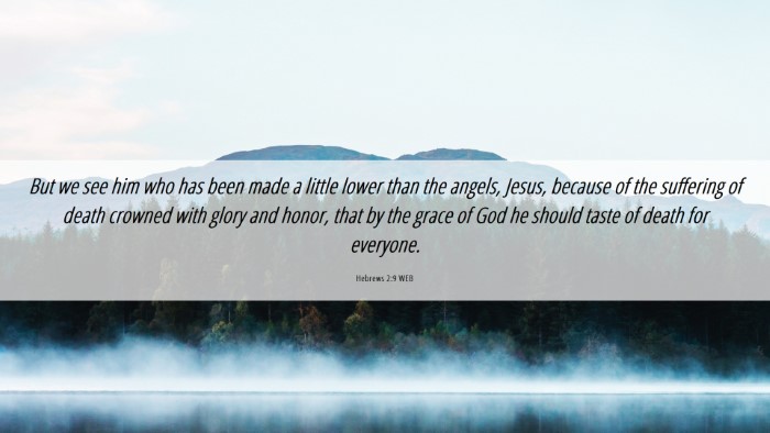 Picture 06 - Hebrews 2:9 WEB Desktop Wallpaper - But we see him who has been made a little lower - Desktop Bible Verse Wallpaper
