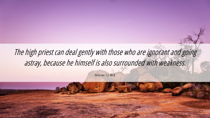 Picture 06 - Hebrews 5:2 WEB Desktop Wallpaper - The high priest can deal gently with those who - Desktop Bible Verse Wallpaper