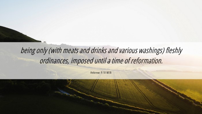 Picture 06 - Hebrews 9:10 WEB Desktop Wallpaper - being only (with meats and drinks and various - Desktop Bible Verse Wallpaper