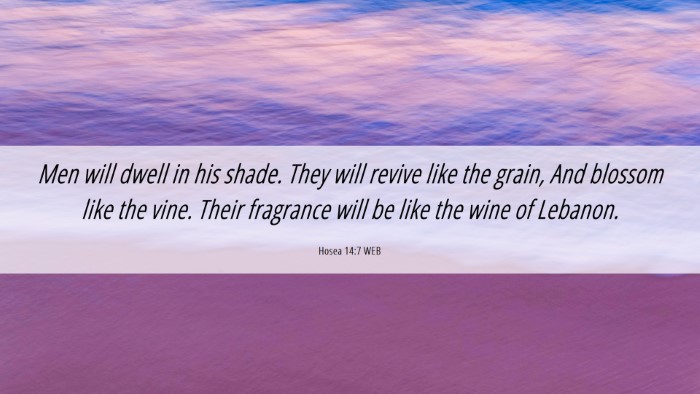 Picture 06 - Hosea 14:7 WEB Desktop Wallpaper - Men will dwell in his shade. They will revive - Desktop Bible Verse Wallpaper