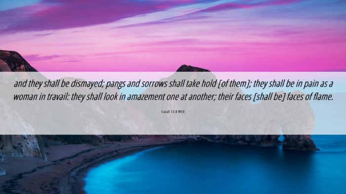 Picture 06 - Isaiah 13:8 WEB Desktop Wallpaper - and they shall be dismayed; pangs and sorrows - Desktop Bible Verse Wallpaper